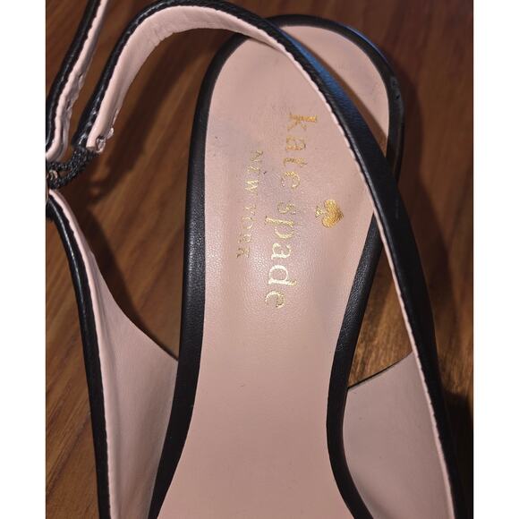 Kate Spade Black Bow Sling Back Heels - Women's 5.5 - Picture 3 of 5